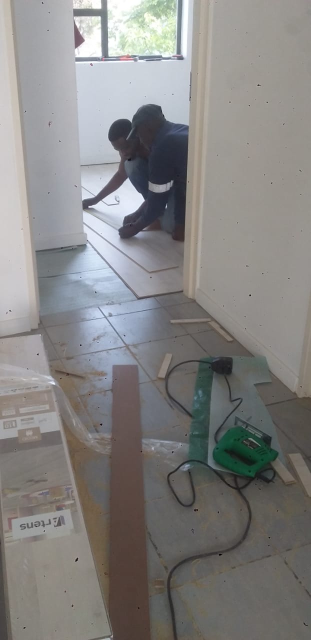 Interior flooring and repair work in progress